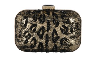 Box Leopard Beaded Clutch, front view